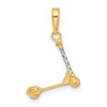 14K and White Rhodium Diamond-cut 3-D Scooter Pendant - Image 3
