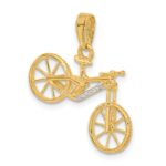 14k and White Rhodium Diamond-cut 3-D Bicycle Pendant - Image 4