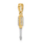 14K and White Rhodium Diamond-cut 3-D Flathead Screwdriver Pendant - Image 4