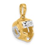 14k and White Rhodium Diamond-cut Wrestling Helmet Pendant - Image 4