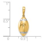 14k and White Rhodium Diamond-cut 3-D Football Pendant - Image 5