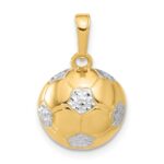 14K and White Rhodium Diamond-cut Domed Soccer Ball Pendant
