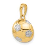 14K and White Rhodium Diamond-cut Domed Soccer Ball Pendant - Image 4