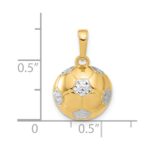 14K and White Rhodium Diamond-cut Domed Soccer Ball Pendant - Image 5