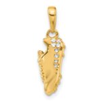 14k and White Rhodium Diamond-cut Soccer Cleat Pendant