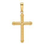 14K Polished and Textured Cross Pendant
