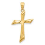 14K Polished Angled Cross Pendant