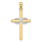 14K Two-tone Polished Infinity Cross Pendant