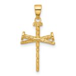 14K Polished and Textured Nails Cross Pendant