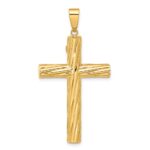 14K Polished and Textured Crucifix Pendant - Image 3