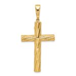 14K Polished and Textured Crucifix Pendant - Image 3