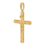 14K Polished and Textured Crucifix Pendant - Image 4