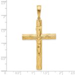 14K Polished and Textured Crucifix Pendant - Image 5