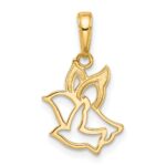 14K with White Rhodium Diamond-cut Doves Pendant - Image 3