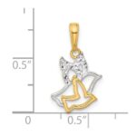 14K with White Rhodium Diamond-cut Doves Pendant - Image 4