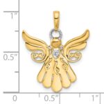 14k and White Rhodium Diamond-cut Angel Pendant - Image 4