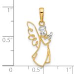 14K and White Rhodium Cut-out Diamond-cut Angel Pendant - Image 4