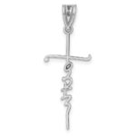 14k White Gold FAITH Cross Charm - Image 3