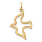 14K Satin and Diamond-Cut Dove Cut-out Charm