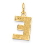 14KY Satin Diamond-cut Letter E Initial Charm - Image 3