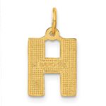 14KY Satin Diamond-cut Letter H Initial Charm - Image 3