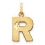 14KY Satin Diamond-cut Letter R Initial Charm