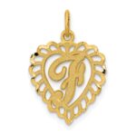 14k Heart Letter F Charm