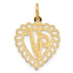 14k Heart Letter V Charm - Image 3