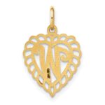 14k Heart Letter W Charm - Image 3