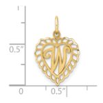 14k Heart Letter W Charm - Image 4