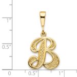 14KY Polished Script Filigree Letter B Initial Pendant - Image 4