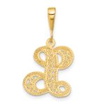 14KY Polished Script Filigree Letter L Initial Pendant - Image 3