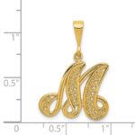 14KY Polished Script Filigree Letter M Initial Pendant - Image 4