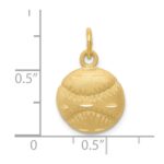 14k Satin Diamond-cut Baseball Charm - Image 4