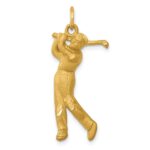14k Satin Diamond-cut Male Golfer Charm