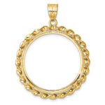 Wideband Distinguished Coin Jewelry 14k Polished Diamond-cut and Wide Twisted Wire 27.0mm Prong Coin Bezel Pendant - Image 3