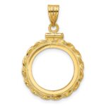Wideband Distinguished Coin Jewelry 14k Polished Wide Twisted Wire 16.5mm x 1.35mm Screw Top Coin Bezel Pendant - Image 3