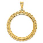 Wideband Distinguished Coin Jewelry 14k Polished Wide Twisted Wire 32.7mm x 3.00mm Screw Top Coin Bezel Pendant - Image 3