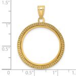 Wideband Distinguished Coin Jewelry 14k Polished and Beaded 22.0mm Prong Coin Bezel Pendant - Image 4