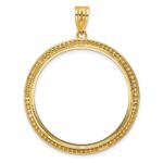 Wideband Distinguished Coin Jewelry 14k Polished and Beaded 32.0mm Prong Coin Bezel Pendant - Image 3