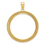 Wideband Distinguished Coin Jewelry 14k Polished and Beaded 32.7mm Prong Coin Bezel Pendant