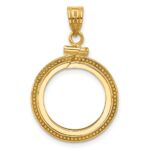 Wideband Distinguished Coin Jewelry 14k Polished and Beaded 16.5mm x 1.35mm Screw Top Coin Bezel Pendant - Image 3