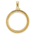 Wideband Distinguished Coin Jewelry 14k Polished and Beaded 27.0mm x 2.35mm Screw Top Coin Bezel Pendant - Image 3