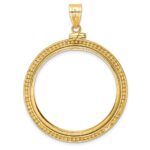 Wideband Distinguished Coin Jewelry 14k Polished and Beaded 32.7mm x 3.00mm Screw Top Coin Bezel Pendant - Image 3