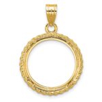 Wideband Distinguished Coin Jewelry 14k Polished with Casted Rope 18.0mm Prong Coin Bezel Pendant - Image 3