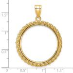 Wideband Distinguished Coin Jewelry 14k Polished with Casted Rope 27.0mm Prong Coin Bezel Pendant - Image 4