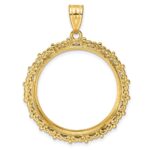 Wideband Distinguished Coin Jewelry 14k Polished Fancy 27.0mm Prong Coin Bezel Pendant - Image 3