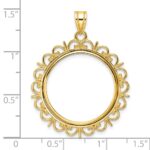 Wideband Distinguished Coin Jewelry 14k Polished Fancy 22.0mm Prong Coin Bezel Pendant - Image 4