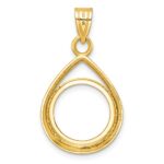 Wideband Distinguished Coin Jewelry 14k Polished Lightweight Teardrop 14.0mm Prong Coin Bezel Pendant - Image 3