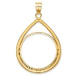 Wideband Distinguished Coin Jewelry 14k Polished Lightweight Teardrop 27.0mm Prong Coin Bezel Pendant - Image 3